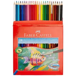 مداد رنگی آبرنگی 24 رنگ فابر کاستل به همرا قلمو - water colour faber-castell
