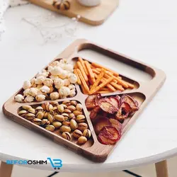 اردوخوری ظروف چوبی بامبو سرو 4 خونه دسته دار - خرید ظروف چوبی بامبو،خرید شال و روسری،خرید ظروف سنگی | فروشگاه آنلاین بفروشیم