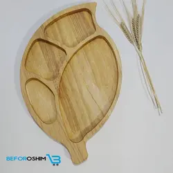 اردوخوری ظروف چوبی بامبو طرح برگ