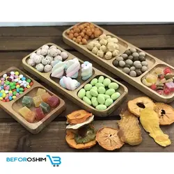 اردوخوری ظروف چوبی بامبو مستطیل 3 خونه کوچک - خرید ظروف چوبی بامبو،خرید شال و روسری،خرید ظروف سنگی | فروشگاه آنلاین بفروشیم