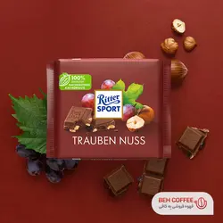 شکلات ریتر اسپرت مدل Trauben Nuss فندق و کشمش 100 گرمی