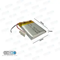 باتری هدفون بلوتوث لیتیومی تک سل 3.7V 350mAh دارای برد محافظ باطری کیفیت بالا 042530P 3.7V 350mah high quality battery