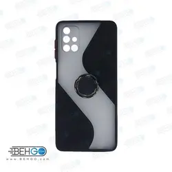 قاب گوشی سامسونگ M51 کاور M51 قاب پاپ سوکت دار با محافظ لنز دوربین گوشی M51 مدل حلقه انگشتی نگهدارنده