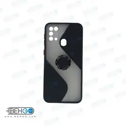 قاب گوشی سامسونگ M31  کاور m31 قاب پاپ سوکت دار با محافظ لنز دوربین گوشی m31 مدل حلقه انگشتی نگهدارنده موبایل