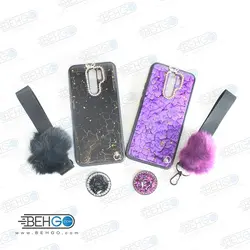 قاب گوشی شیاومی مدل ردمی 9 ماربل پام پام  + پاپ سوکت نگین دار XAIOMI REDMI 9