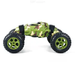 ماشین بازی شاسی بلند و خوابیده 2 حالته کنترلی صخره نوردی ماشین دیوانه 1086 Rechargeable 4 Channels Deformation Stunt Twisting Car Toy Car Green Color