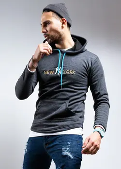 هودی مردانه مدل New York رنگ خاکستری