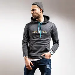 هودی مردانه مدل New York رنگ خاکستری