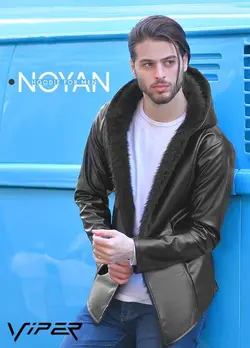 هودی چرم مردانه مدل نویان(خز دار)