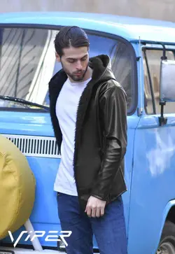 هودی چرم مردانه مدل نویان(خز دار)