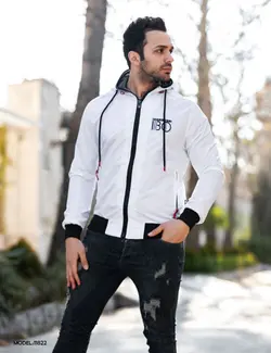 کاپشن مردانه سفید Boss مدل 11822(طرح جدید)