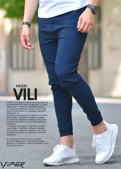 شلوار اسلش مردانه طرح VILI ( سورمه ای رنگ و فوق العاده دوست داشتنی)