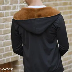 سوئیشرت مردانه طرح MAKIN (مشکی و خزدار)