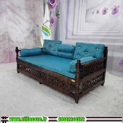 تخت سنتی چوبی با مشبک و تشک شاه نشین - فروشگاه اینترنتی ویلاسازه