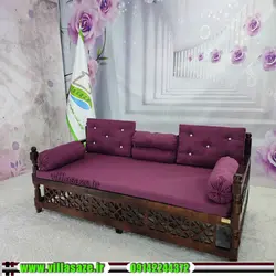تخت سنتی چوبی با مشبک و تشک شاه نشین - فروشگاه اینترنتی ویلاسازه