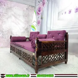 تخت سنتی چوبی با مشبک و تشک شاه نشین - فروشگاه اینترنتی ویلاسازه