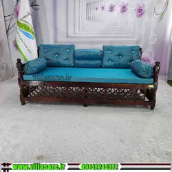 تخت سنتی چوبی با مشبک و تشک شاه نشین - فروشگاه اینترنتی ویلاسازه
