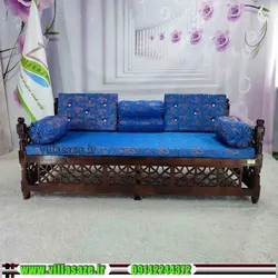 تخت سنتی چوبی با مشبک و تشک شاه نشین - فروشگاه اینترنتی ویلاسازه