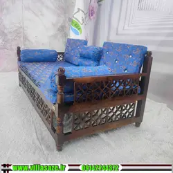 تخت سنتی چوبی با مشبک و تشک شاه نشین - فروشگاه اینترنتی ویلاسازه