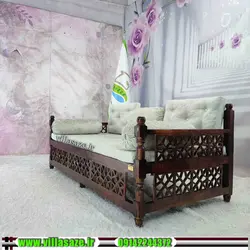 تخت سنتی چوبی با مشبک و تشک شاه نشین - فروشگاه اینترنتی ویلاسازه
