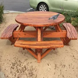 نیمکت چوبی طرح گرد ترموود - فروشگاه اینترنتی ویلاسازه - مبلمان شهری