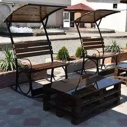 نیمکت چوبی فلزی سایباندار