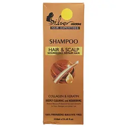 شامپو مو عصاره کراتین و کلاژن سیلورمون حجم 550 میلی SILVER MOON