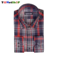 پیراهن چهارخونه درشت قرمز مردانه کد 2236