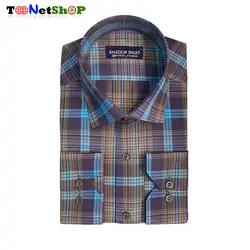 پیراهن چهارخونه سورمه ای مردانه کد 2233