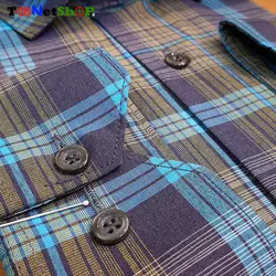 پیراهن چهارخونه سورمه ای مردانه کد 2233