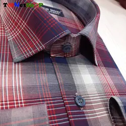 پیراهن چهارخونه زرشکی مردانه آستین بلند کد 2217