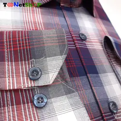 پیراهن چهارخونه زرشکی مردانه آستین بلند کد 2217