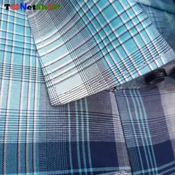 پیراهن چهارخونه آبی مردانه آستین بلند کد 2215