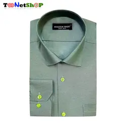 پیراهن مردانه سبز آستین کوتاه فلورا کد 2179