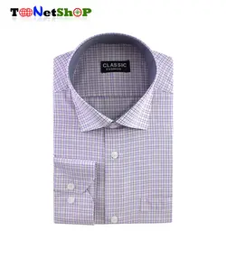 پیراهن مردانه چهارخونه یاسی کد 2046