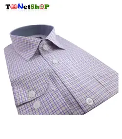 پیراهن مردانه چهارخونه یاسی کد 2046