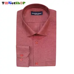 پیراهن مردانه زرشکی آستین کوتاه فلورا کد 2174