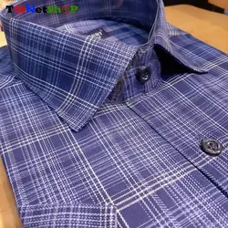 قیمت و خرید پیراهن چهارخانه ریز مردانه آستین کوتاه سورمه ای | - فروشگاه تونت شاپ