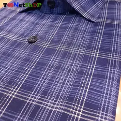 قیمت و خرید پیراهن چهارخانه ریز مردانه آستین کوتاه سورمه ای | - فروشگاه تونت شاپ