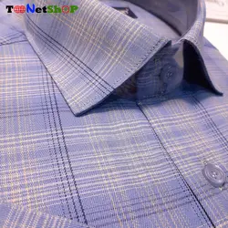 قیمت و خرید پیراهن چهارخانه ریز مردانه آستین کوتاه آبی روشن | - فروشگاه تونت شاپ