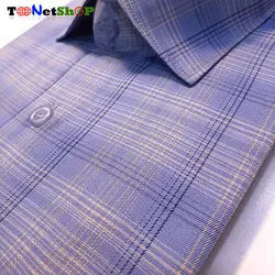 قیمت و خرید پیراهن چهارخانه ریز مردانه آستین کوتاه آبی روشن | - فروشگاه تونت شاپ