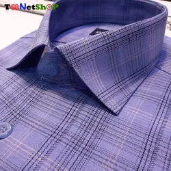 قیمت و خرید پیراهن چهارخانه ریز مردانه آستین کوتاه آبی تیره | - فروشگاه تونت شاپ