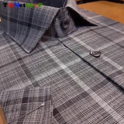 قیمت و خرید پیراهن چهارخانه مردانه آستین کوتاه خاکستری تیره | - فروشگاه تونت شاپ