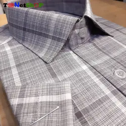 قیمت و خرید پیراهن چهارخانه مردانه آستین کوتاه خاکستری روشن | - فروشگاه تونت شاپ