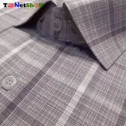 قیمت و خرید پیراهن چهارخانه مردانه آستین کوتاه خاکستری روشن | - فروشگاه تونت شاپ