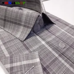 قیمت و خرید پیراهن چهارخانه مردانه آستین کوتاه خاکستری روشن | - فروشگاه تونت شاپ