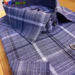 قیمت و خرید پیراهن چهارخانه مردانه آستین کوتاه سورمه ای | - فروشگاه تونت شاپ