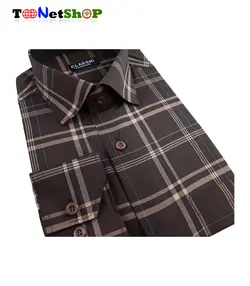 پیراهن مردانه چهارخونه قهوه ای کد 2050