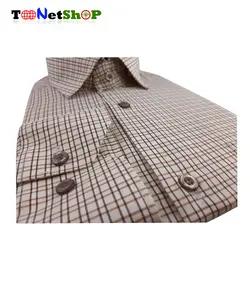 پیراهن مردانه چهارخونه شکلاتی کد 2042