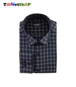 پیراهن مردانه چهارخونه سورمه ای کد 2031